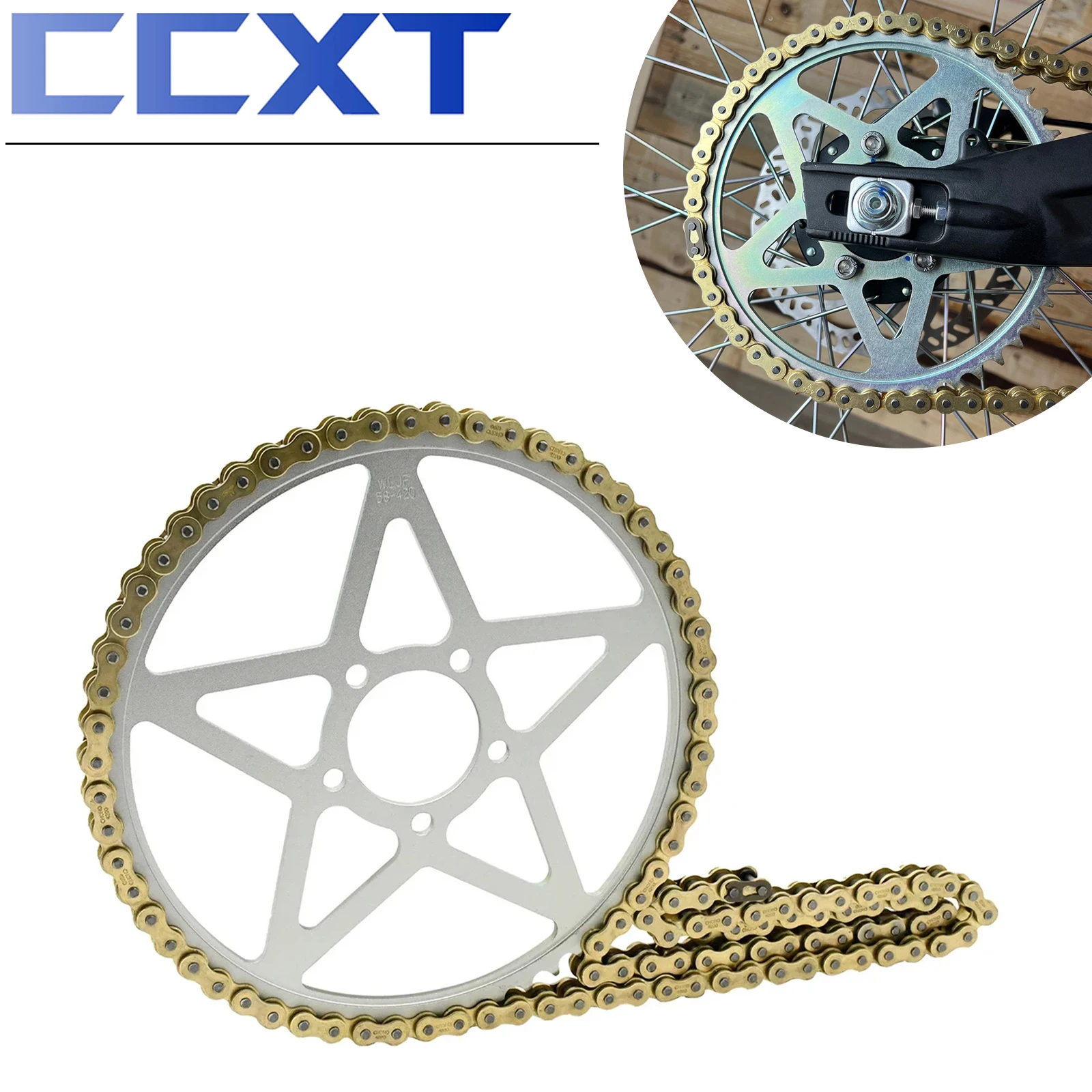 

Electric Motorcycle 58T Sprocket 112L Chain Set Kits For Sur Ron Surron Light Bee S & Light Bee X Motocross Dirt Bike Universal