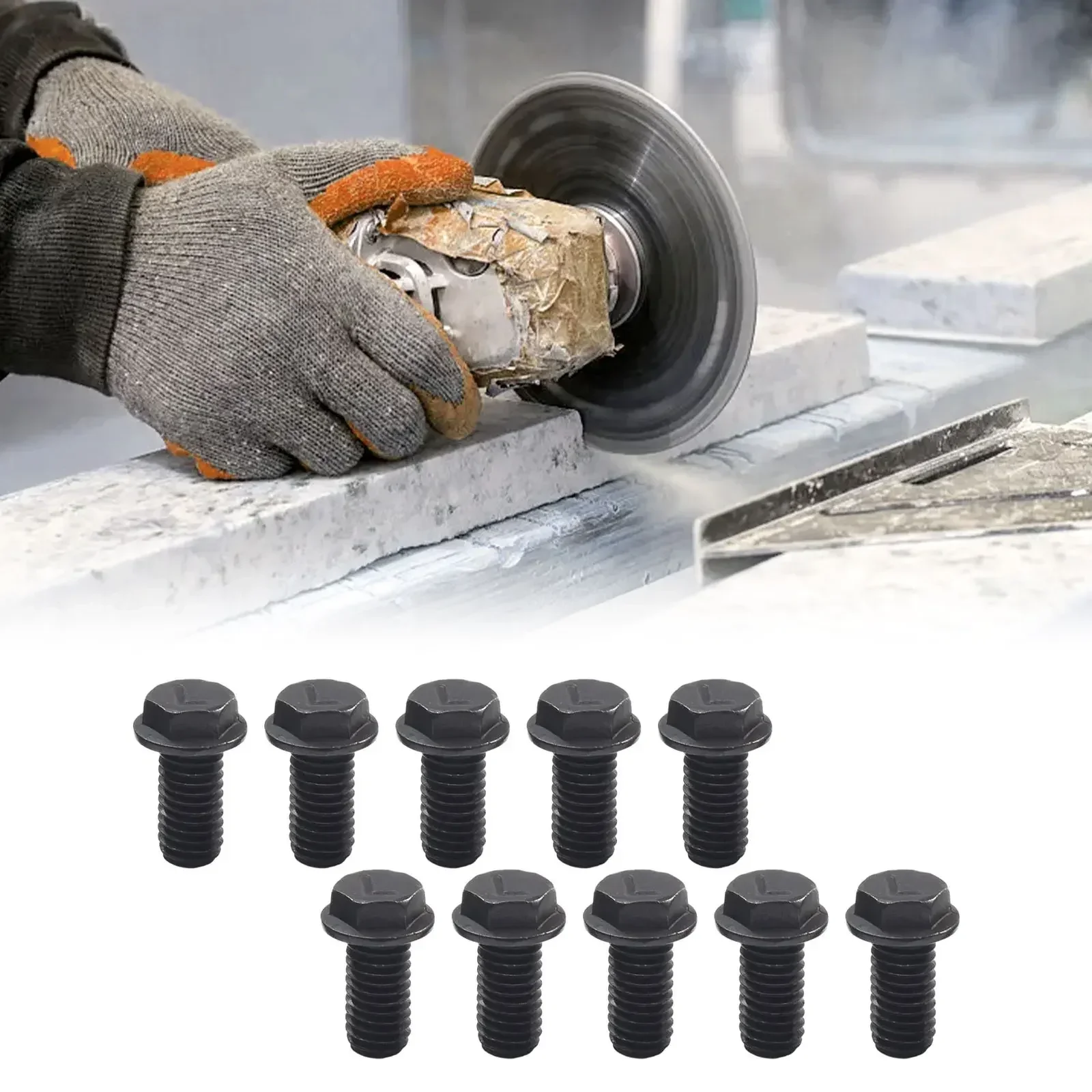 Parts Screw for Cutting Machine 10pcs Accessories Carbon Steel Hex Flange Left Hand Thread M8 M7 M6