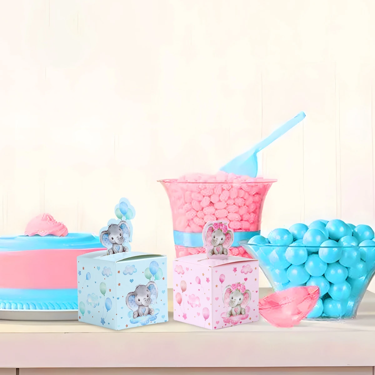 24 pezzi scatola di bomboniere per elefante per bambini festa di compleanno  scatole regalo di caramelle rosa blu dolcetti bomboniere per bambini  decorazioni per baby shower - AliExpress, image size:1200x1200