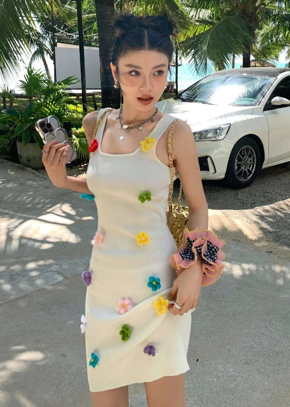 

High Quality Knit Dress Slim Fit Wrap Hip Elastic Sleeveless Sexy Women Dresses 2024 Summer Design