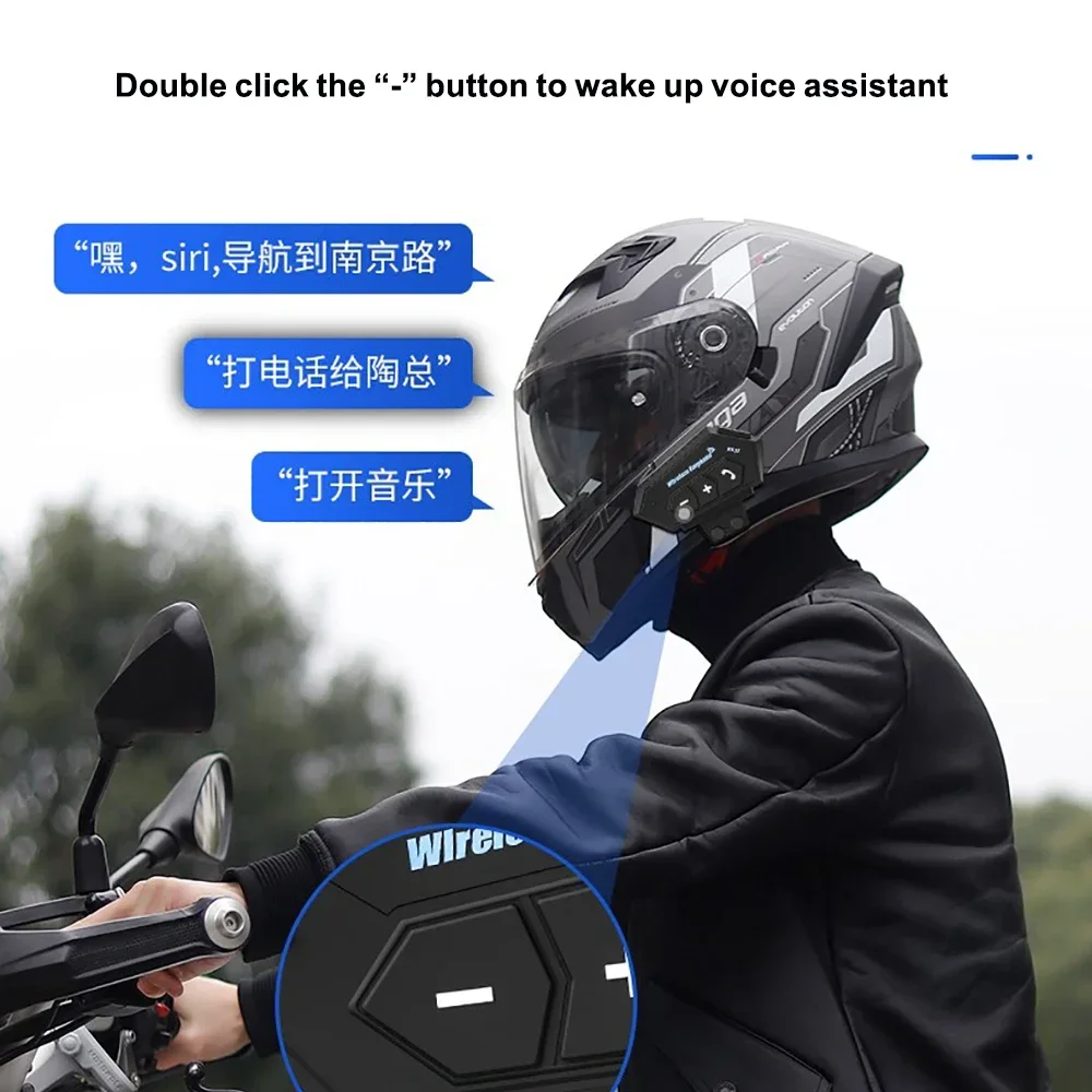 Motorcycle Helmet Headset Bluetooth Wireless Handsfree Stereo Music Player Speaker Headphone Support Auto Manual Call