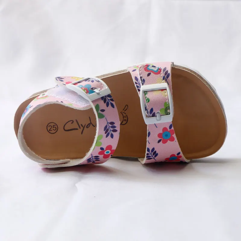 bata children's sandals 2020 Summer Girls Sandals Printing Pu Leather Corks Open Toe Slides Flats with Little Girl Shoes for School 2-12 Years Toddler child shoes girl Children's Shoes