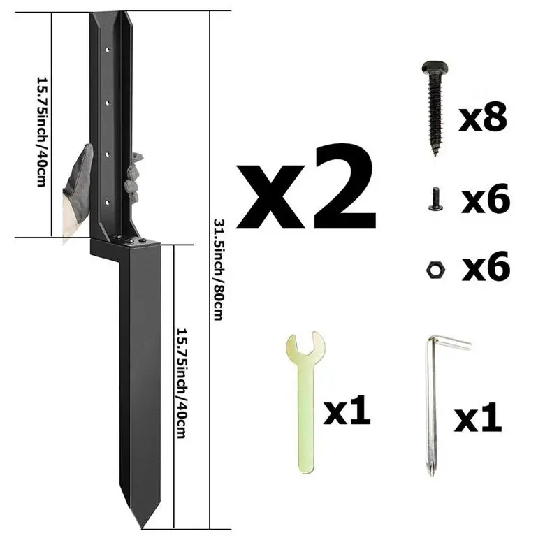 Fence Post Repair Kit 2X Thickened Metal Fence Mender Solid Ground Spike Quick Fix Post Stabilizer For Repair Tilted Broken Wood