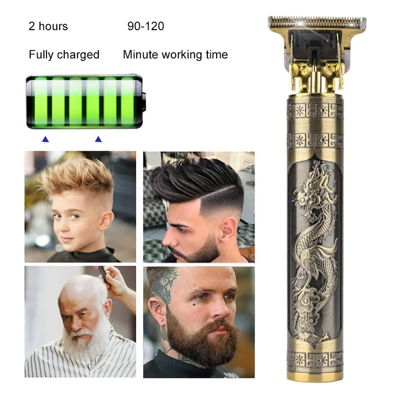 Vintage T9 Hair Trimmer Machine Cordless Hair Cutter Finishing Machine Beard Clipper for Men Rechargeable Electric Shaver