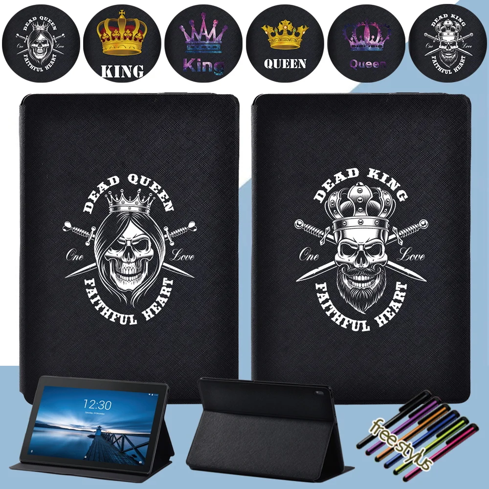 

Чехол-книжка для планшета Lenovo Tab (E10/M10), кожаный чехол для Lenovo Smart Tab M10, FHD Plus, защитный чехол с рисунком King & Queen