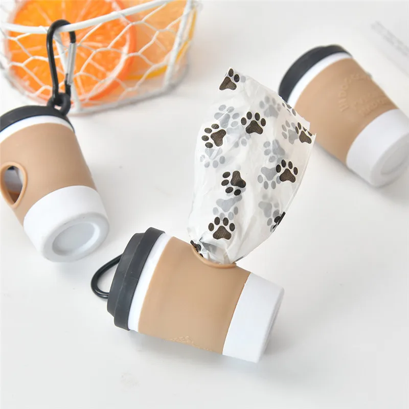 Portable Dog Poop Bag Holder Pet Waste Bag Dispenser for Dogs Outdoor Pet Trash Bags Dispenser Coffee Cup-shaped Dispenser 2