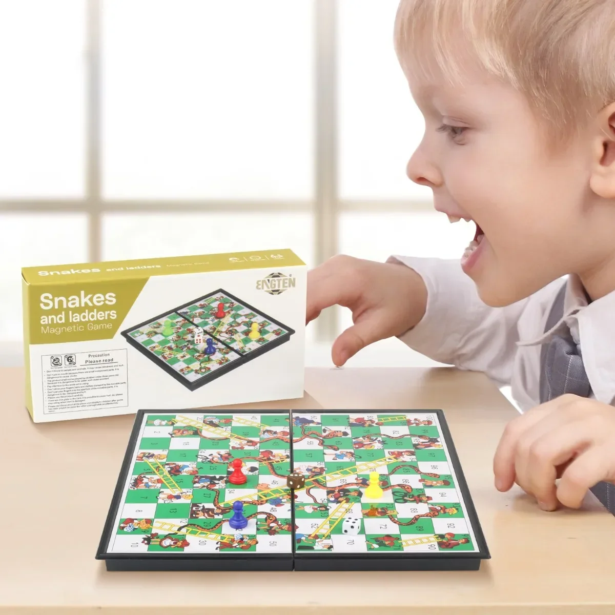 1Set Snake Ladder Educational Kids Children Toys Interesting Board Game Set Portable Flying Chess Board Family Game