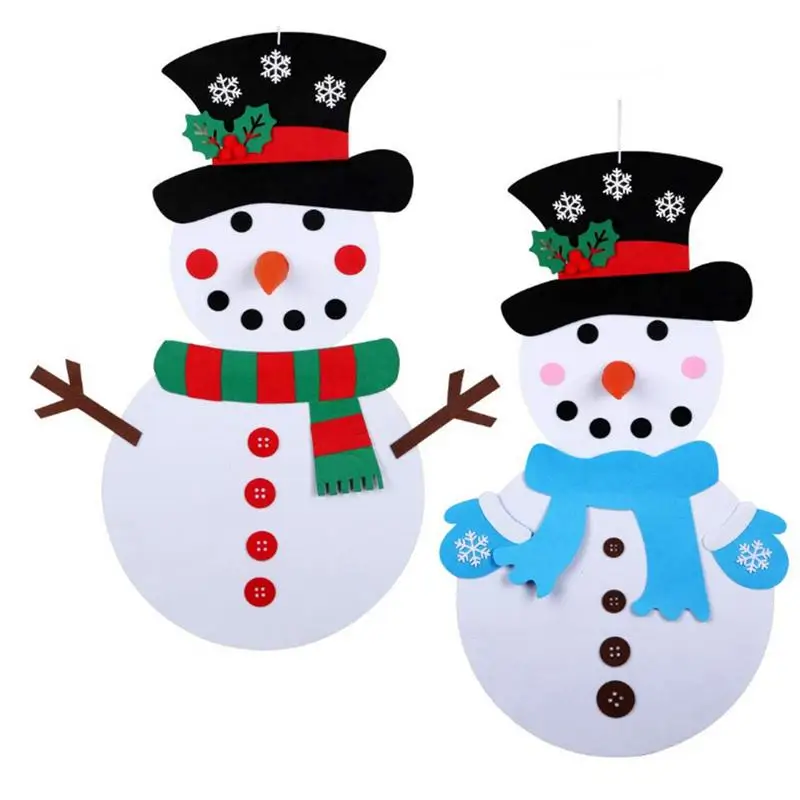 

Felt Snowman Ornaments 2 Sets Decorative Snowman Felt Board Complete DIY Supplies Christmas Snowman Wall Art Practical And Sturd