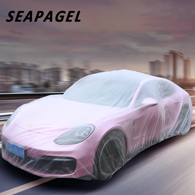 Universal Exterior Waterproof Car Cover disposable plastic PE Automobile Covers Auto Accessories With Elastic Dust Cover Rain Co