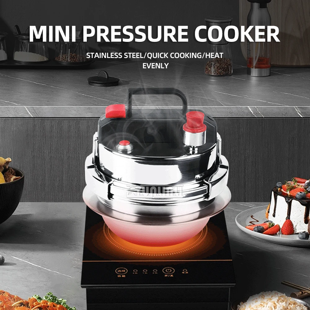 0.8L Portable Pressure Cooking Pot Stainless Steel Pressure Cookers High-Pressure Kitchen Equipment