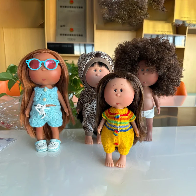 새로운 24cm 미아 감자 인형 발도르프 수제 세트 - 어두운 피부 곱슬머리 누드 DIY 인형 소녀들을 위한 드레스업 장난감