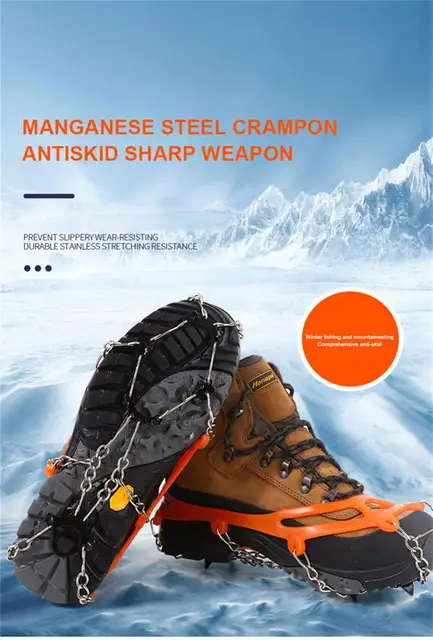 1 Pièce Crampons De Glace Antidérapants À 8 Dents Orange, Chaîne  Antidérapante Pour Chaussures De Taille Unique (35-44), Crampons De Glace  En Acier Au