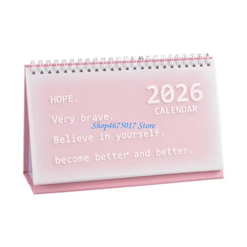 H4GA 데스크 캘린더, 2026 미니 데스크 캘린더 플래너 더블 코일 바인딩 캘린더 스탠딩 플립 소형 데스크탑 오거나이저 장식