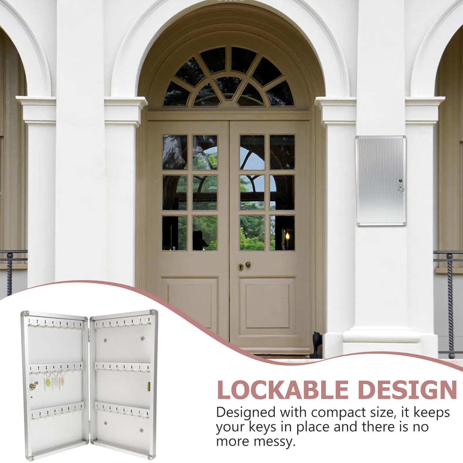 헤비 듀티 알루미늄 키 보안 보관 캐비닛, 벽걸이형 키 잠금 상자, 자동차 대리점 및 정비소용 다중 슬롯 포함