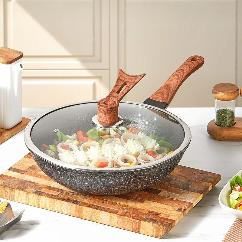 

Korean-Style Fried King Medical Stone Wok, Non-Lampblack, Non-Stick Gas Stove, Induction Cooker, Universal
