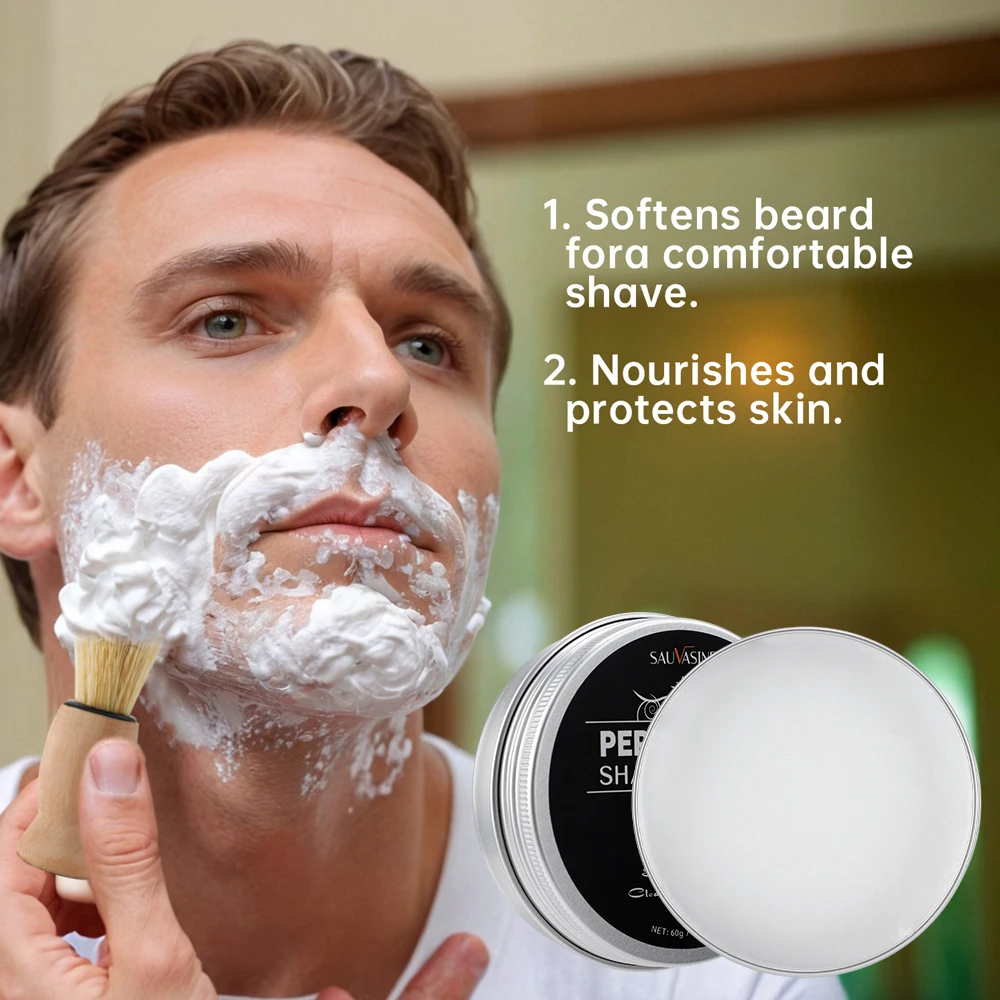 Mint Scent Men's Shaving Soap Shaving Brush Kit Long-lasting Soaps Refreshing Gentle Smooth Shave Beard Cream for Men