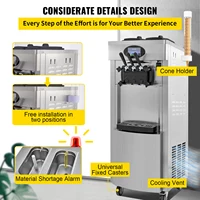 VEVOR – Machine à crème glacée molle commerciale, 2200W, 3 saveurs, 5.3-7.4 Gal/H, pré-refroidissement de la nuit, nettoyage automatique du panneau LCD pour les Restaurants 6