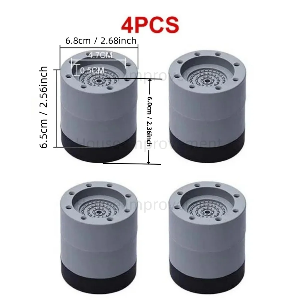 4 Stück Hebe-Gummi-Waschmaschine, Anti-Vibrations-Pads, stumm, Möbelnivellierer, Universal-Dämpfer, feste Fußbasis, rutschfest – Detail 8
