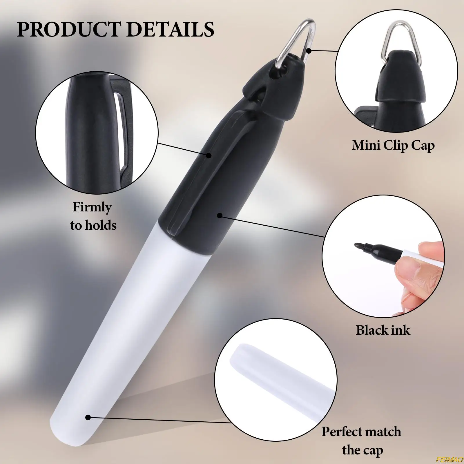 Mini Permanent Markers With Cap Clips 50 Pcs Golf Ball Marker Pen Dry Erase Markers golf ball mark