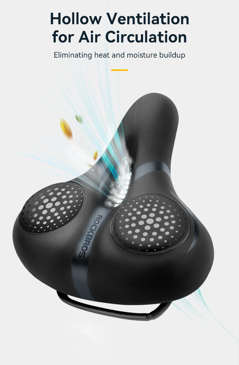 ROCKBROS Ergonomischer Komfortabler Fahrradsattel Stoßdämpfend Verdickter Stoßabsorptions-MTB-Fahrradsitz Radzubehör – Detail 6