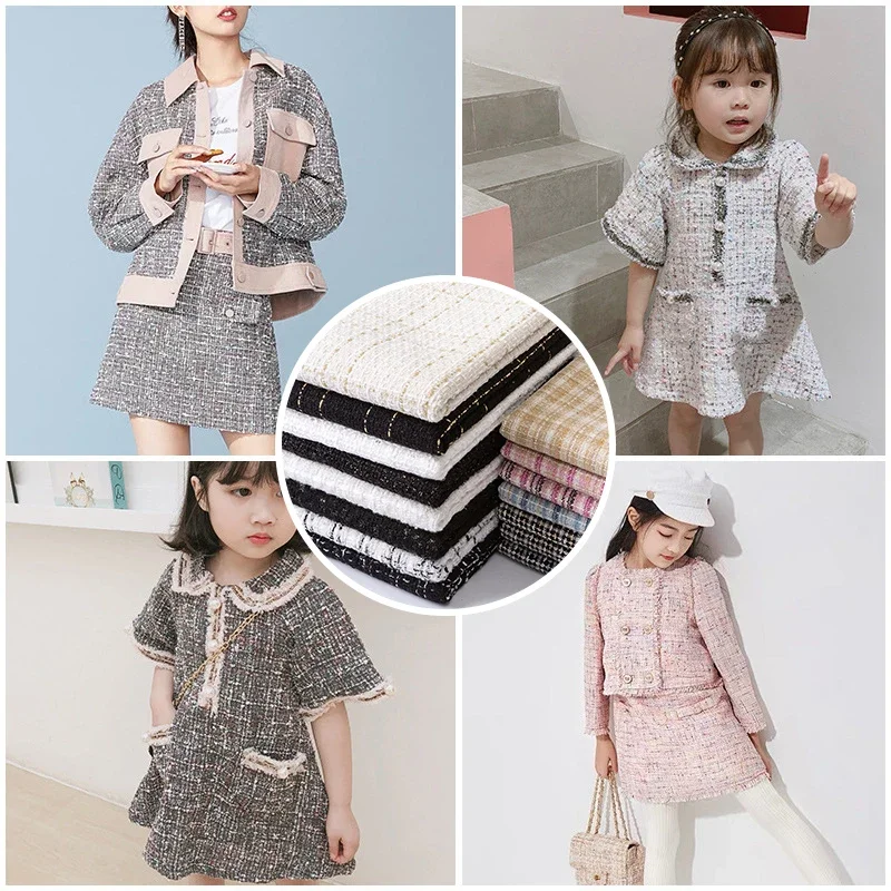 50 cm Gold Seide Kleiner Duftstoff Faser Plaid Tweed Stoff Damen Kleid Mantel Schuhe Hüte Taschen DIY Kleidung Handgemacht Nähen – Detail 5