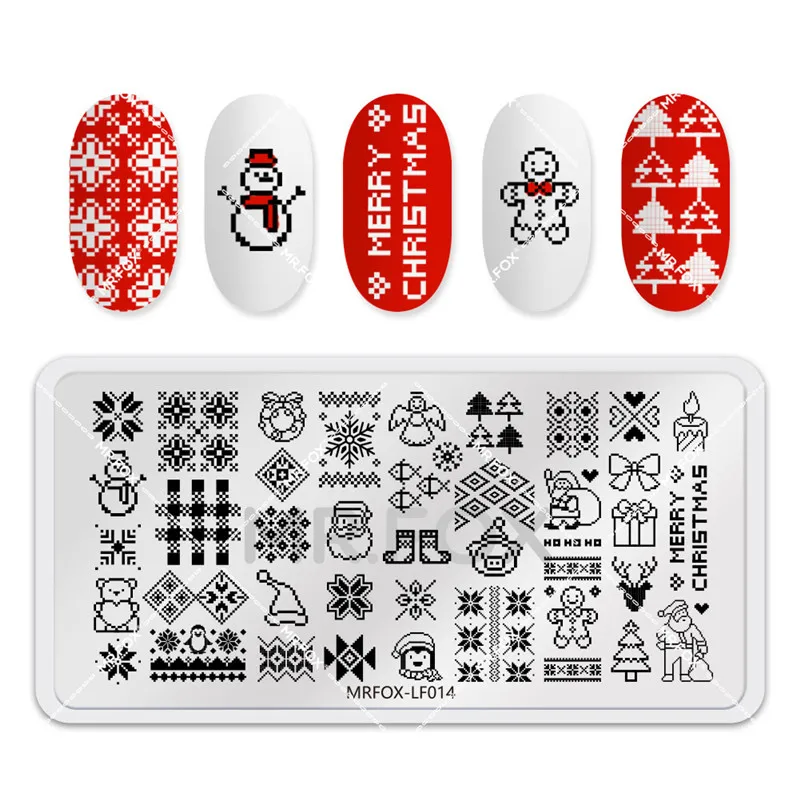 Christmas Nail Stamping Plates Rectangle Template Stencils Nail Art Stamp Image Plate Manicure Stainless Steel Nail Print Tools 3
