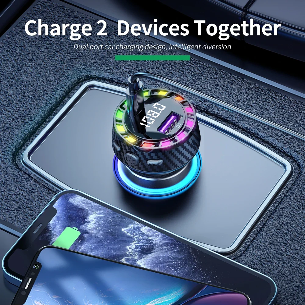 Car Bluetooth FM Transmitter Dual USB Fast Charger
