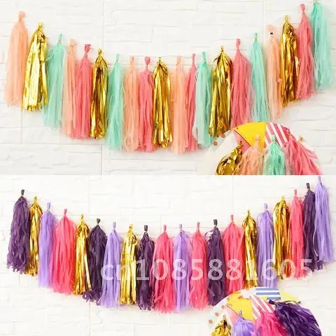 

20pcs Party Wedding Decoration Paper Tassel Garland Bride Hanging Mermaid Party Supplies Party Birthday Baby Shower Decoration