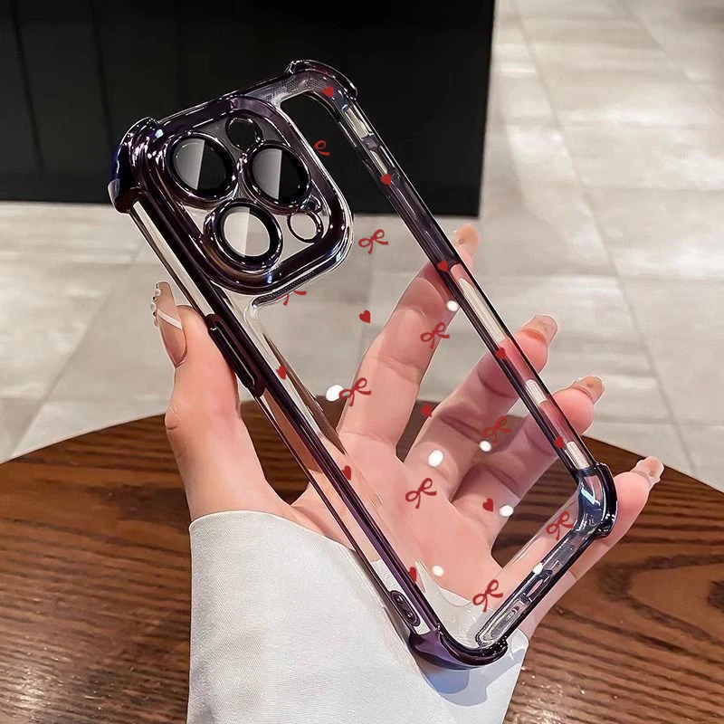 Lovely Pink Bowknot Plating Soft Shockproof Phone Case