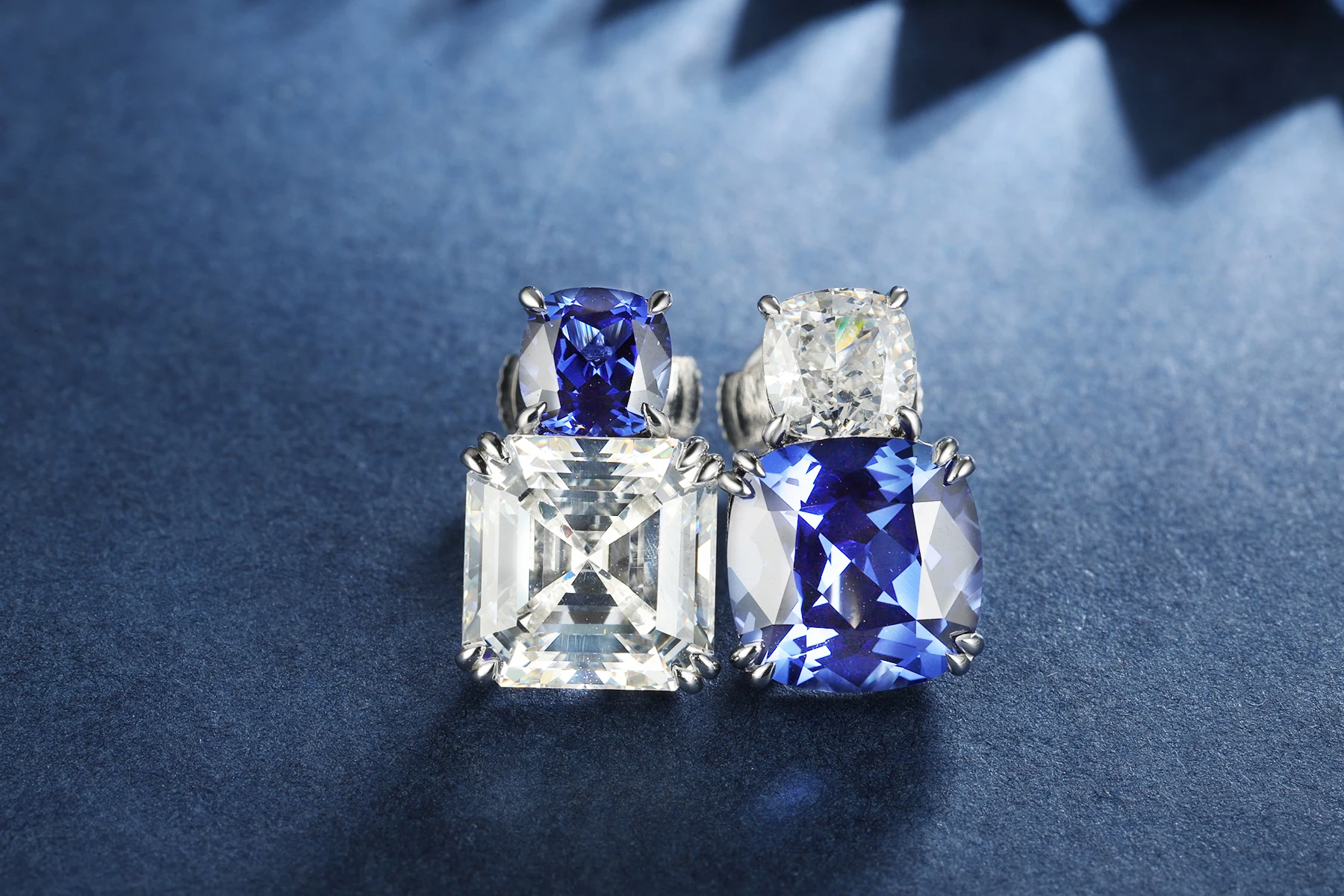 

Corundum Silver Stud Earrings Blue Corundum Zirconia Studs Workplace Wear, Great Gift