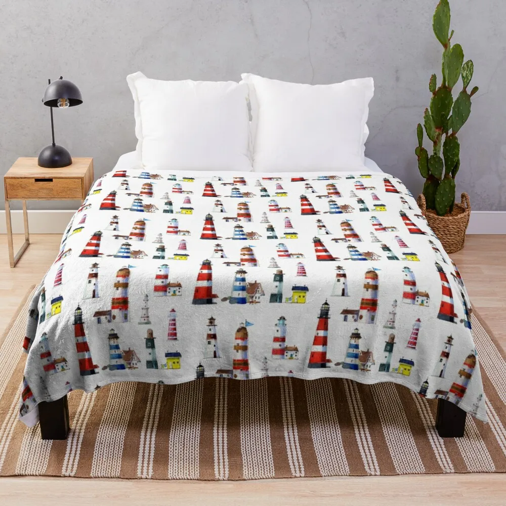 

LIGHTHOUSES Throw Blanket Cute Furry Summer Beddings Blankets