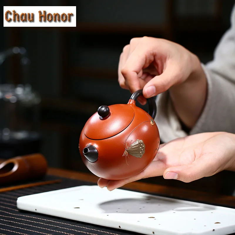 240ml Yixing Raw Ore Zhu Ni Lotus Xi Shi Purple Clay TeaPot Handmade Household Kung Fu Tea Set Tea Ceremony Drinkware Customized