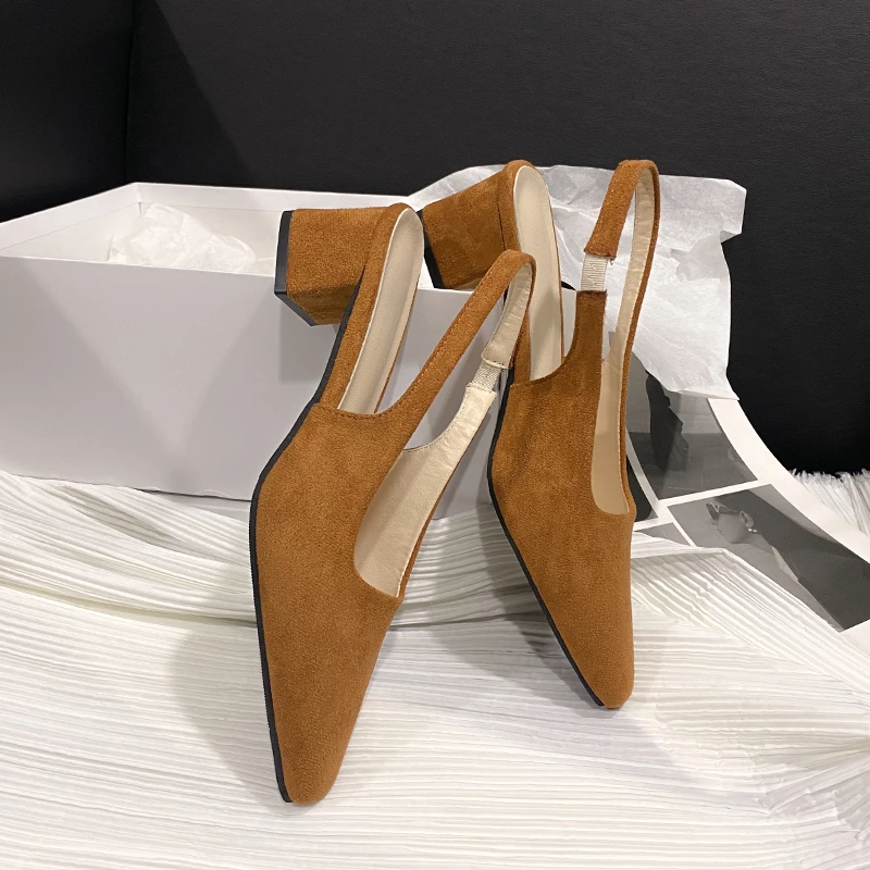 Women Pumps Solid Slingback Sandals Office High Heel Sandals Sexy Shallow Closed Toe