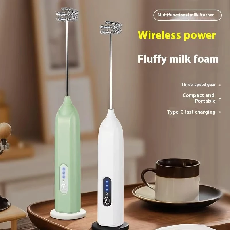 Handheld Milk Frother, Electric Mini Mixer, Portable Blender, 3-Speed Adjustable USB Rechargeable Milk Mixer, Food Mixer 1