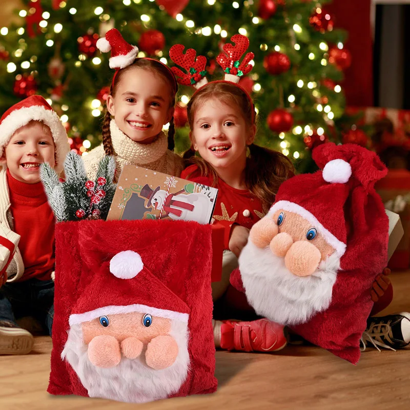 Christmas Large Santa Claus Bag with Drawstring Velvet Candy Gift Storage Bag 2025 Christmas Tree Home Decoration New Year Party