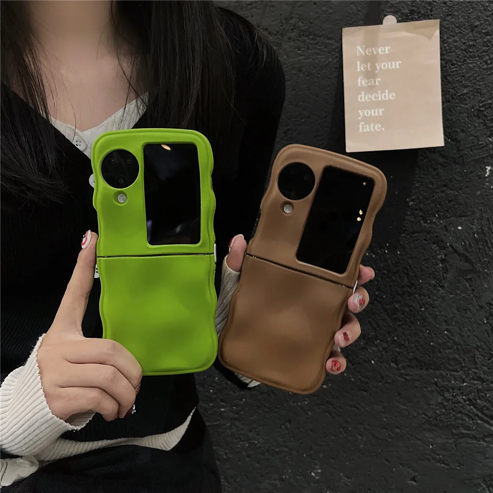 Ins Cute Brown Wave Tpu Custodia Antiscivolo In Silicone Per Oppo Find N3Flip Case N3 Flip Cover Huawei P50Pocket S Case