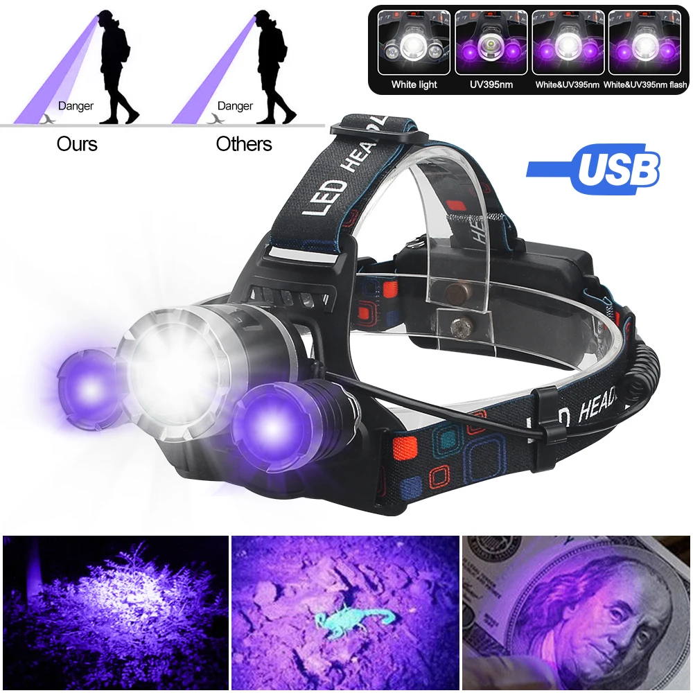 

LED Headlamp Fishing Headlight 1000 lumen 4 modes Zoomable lamp Waterproof Head Torch flashlight Head lamp use 18650