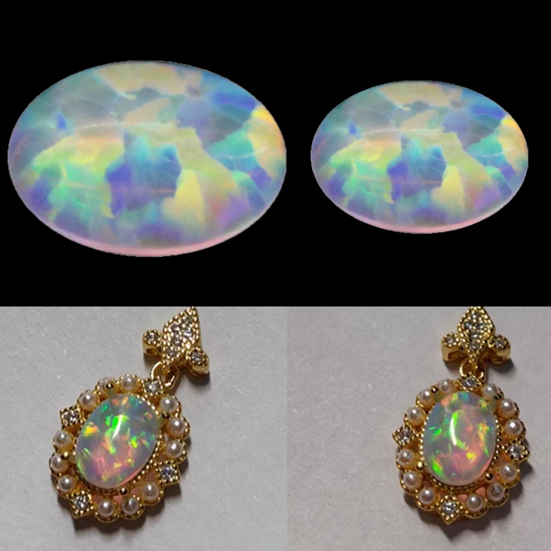 Hübscher Opalstein, natürlicher Cabochon-Opal, 10 x 14 mm, VVS, loser Edelstein für die Schmuckherstellung, DIY-Halskette, Ohrringe, Armband, Zubehör – Detail 7