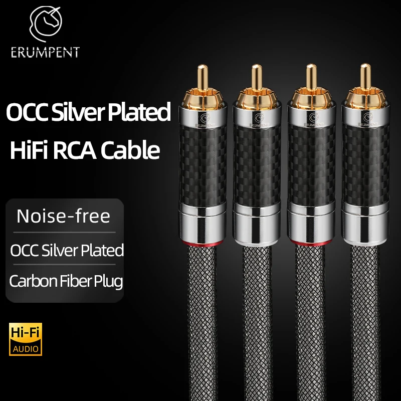 Erumpent-銀メッキrcaオーディオケーブル、2rcaから2rca、相互