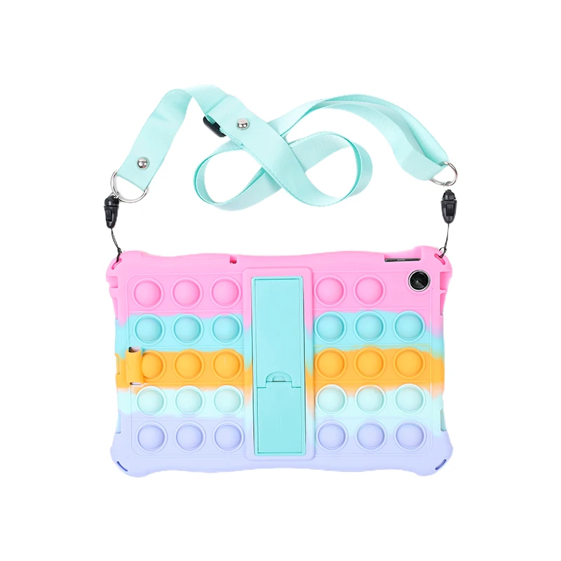 Versatile Silicone Bubble Tablet Case with Strap & Pen Holder
