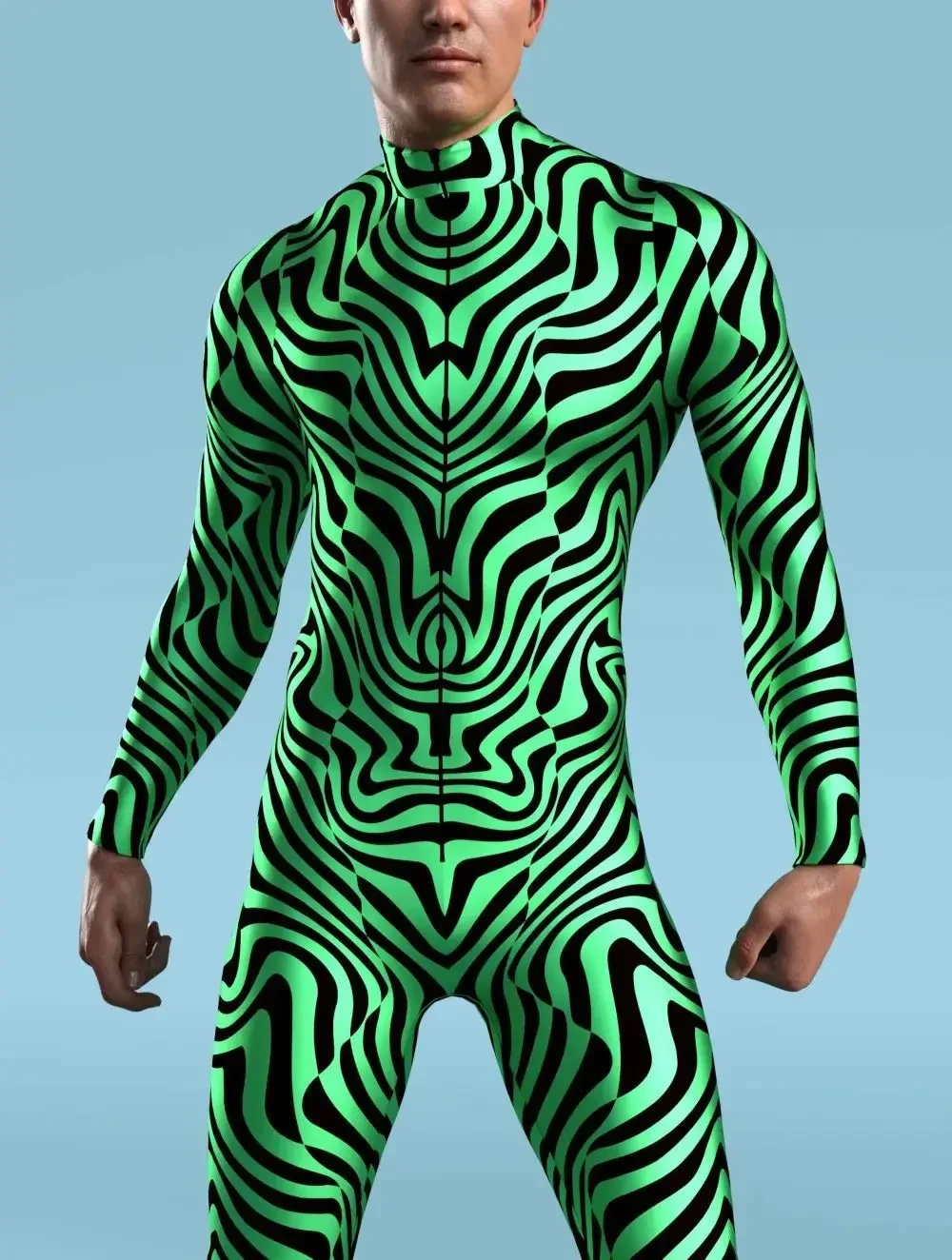 Kid Men Jumpsuits Machine Zentai Skinny Costume Multicolour Printing Bodysuit Party Festival Outfit Catsuit Front Zipper Elastic cosplay costume men festival costume set men rubber bodysuit