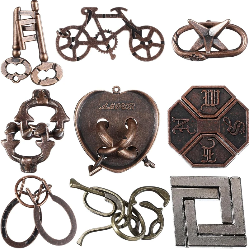Advanced IQ Disentanglement Puzzle Set - 9 Brain-Teasing Challenges