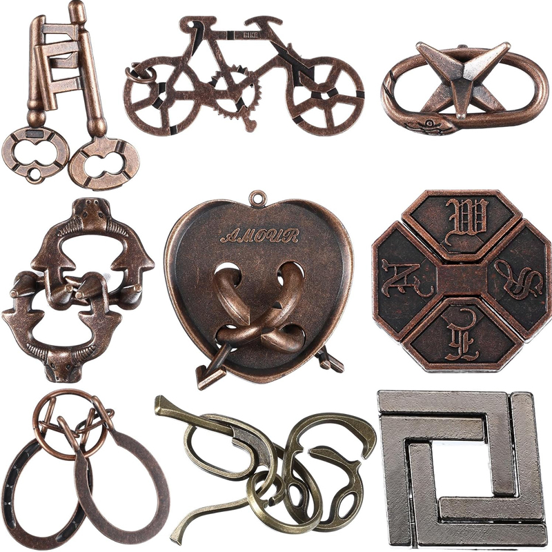 9PcsSet High Difficulty Level Iq Disentanglement Puzzles Brainteaser Games For Adults Kids Juegos De Ingenio Y Habilidad Mental