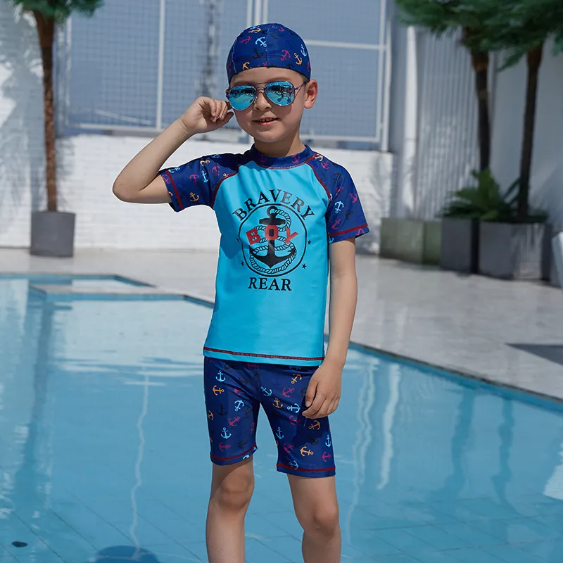 Boys Swimwear 3-12 Years Children Swimsuit Two Pieces Sets With
