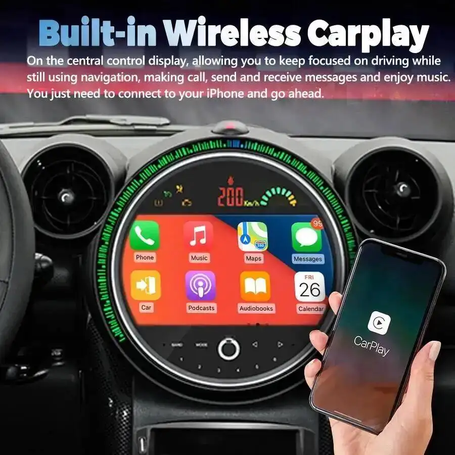 Radio con Navegación Android de 9 Pulgadas para BMW Mini Countryman Mini One Cooper R60 R54 R60 R54 R55 R56 2007-2014, Reproductor Carplay, GPS Estéreo 2