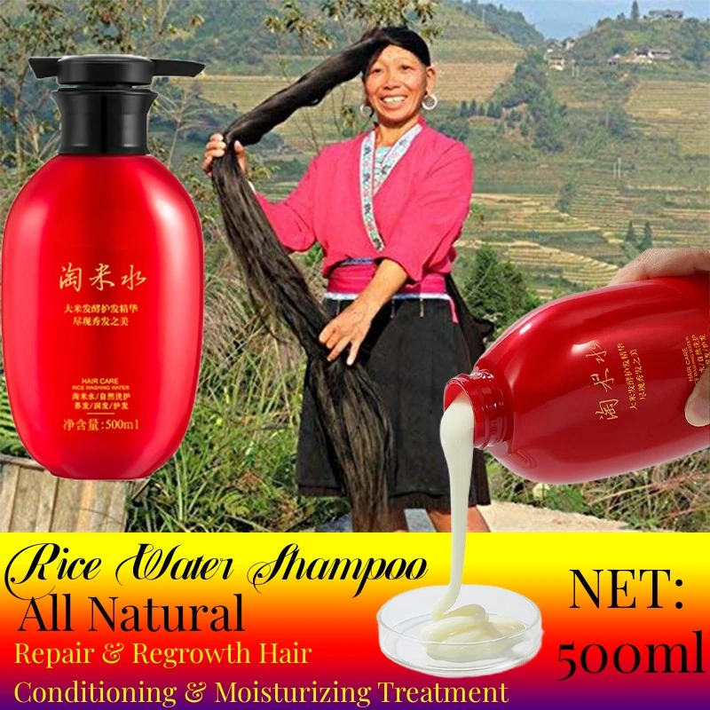 500ml Rice Water Shampoo for Hair Growth Anti Hair Loss Repair Conditioning Moisturizing Treatment for Damaged Hair Care