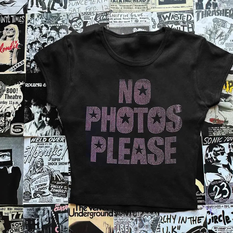 Pink Original Y2K E-girl Vintage Letter Print Slim-Fit Short Sleeve Top