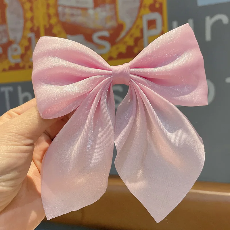 

Girls pink Big Hair Bow Ties Hair Clips Satin Two Layer Bow for Women Bowknot Hairpins Trendy Hairpin Girl Hair Accessory