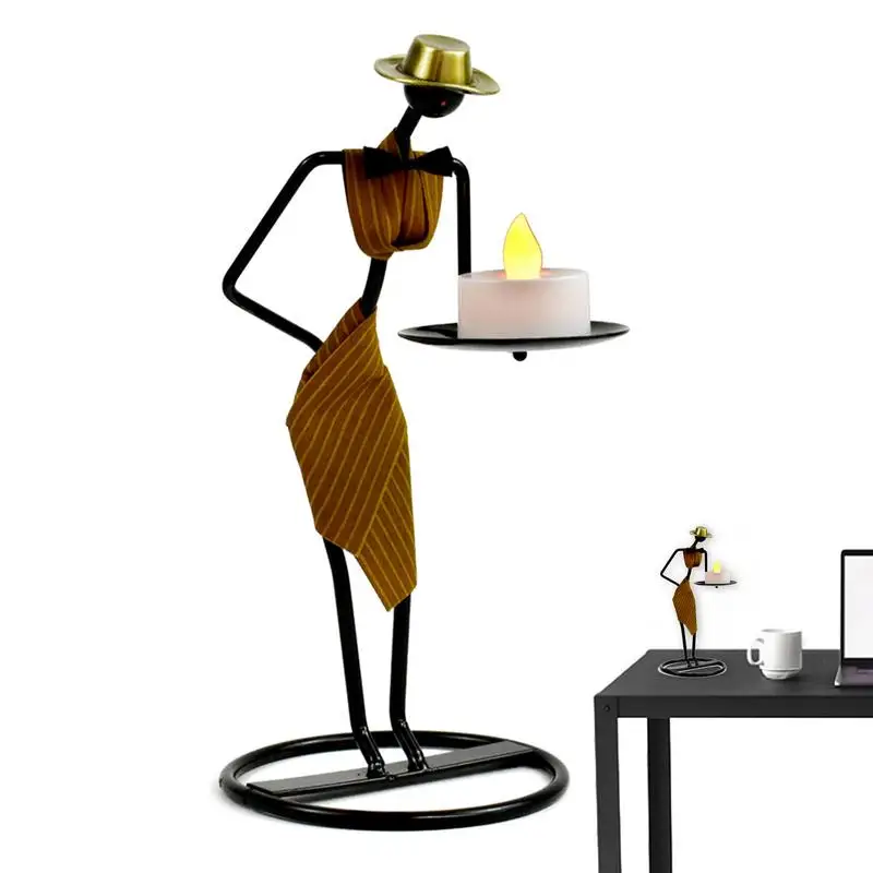 

Черный железный подсвечник, железный декоративный подсвечник с искусственным человеческим моделированием, подсвечник, центральный стол, украшение для дома и фермы