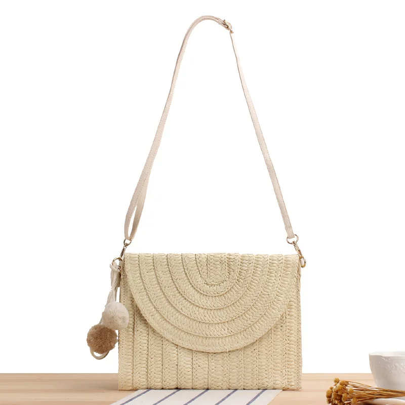 French high-end Western style simple multifunctional handmade woven bag, forest style hollow grass woven bag, beach vacation sho